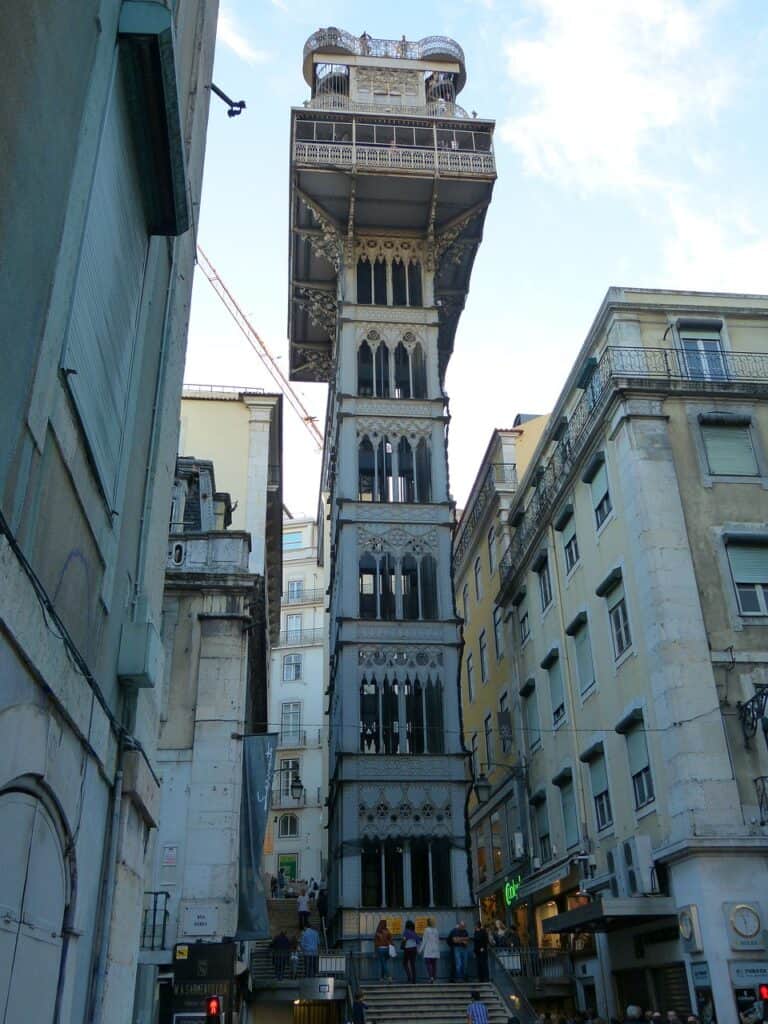Santa Justa Lift in the Baixa neighborhood of Lisbon