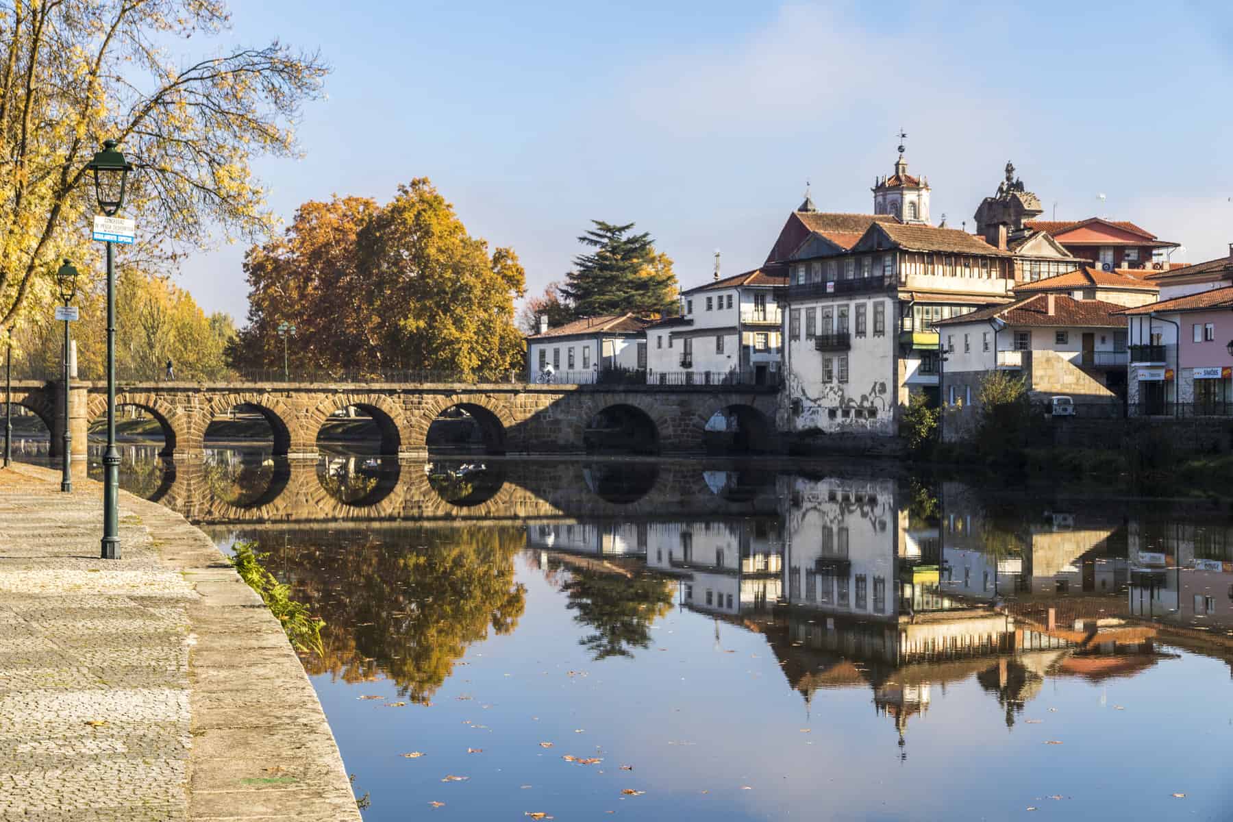 The historic Roman bridge of Emperor Trajan in the city of Chaves, in northern Portugal