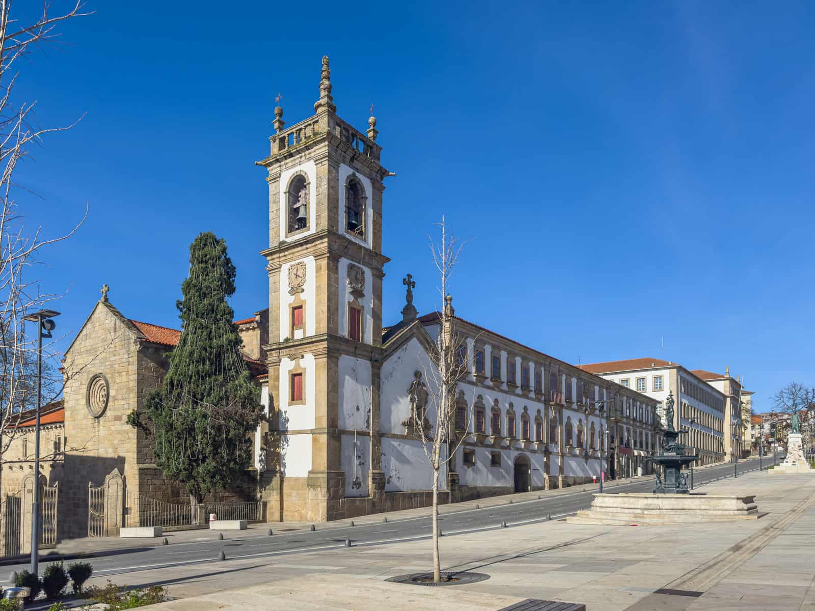 Facade of the Vila Real Se Cathedral at autumn, also known as the Church of Sao Domingos, North of Portugal