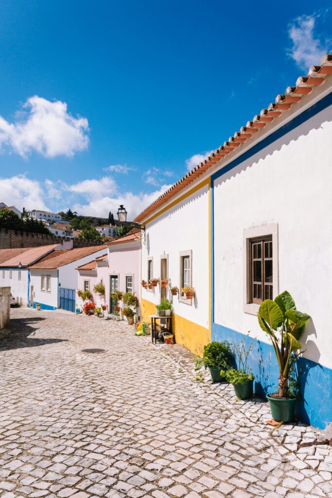Obidos-Portugal-Street-Blue-and-Yellow