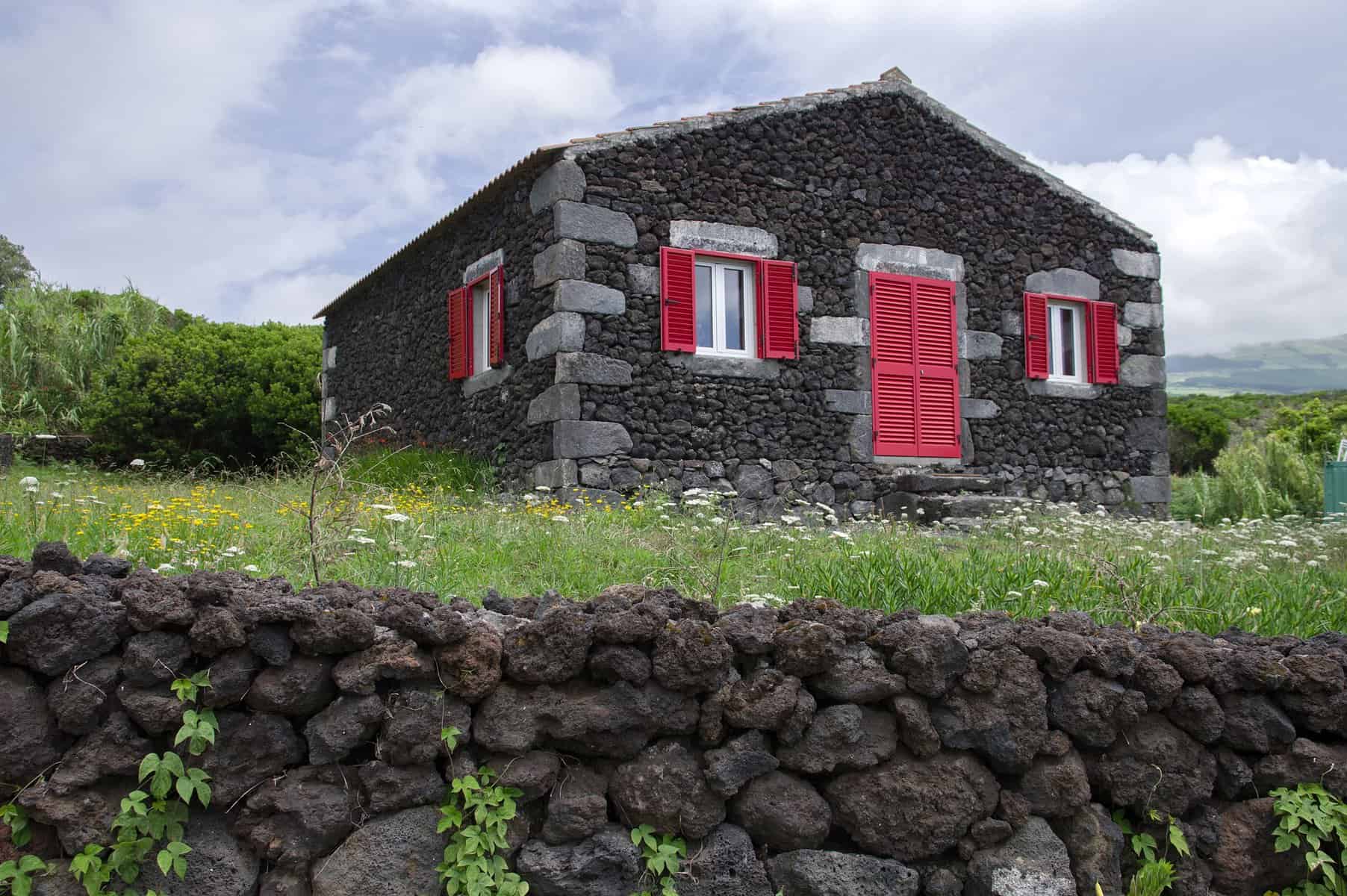 Pico - Azores - Portugal - typical house built of volcanic stone