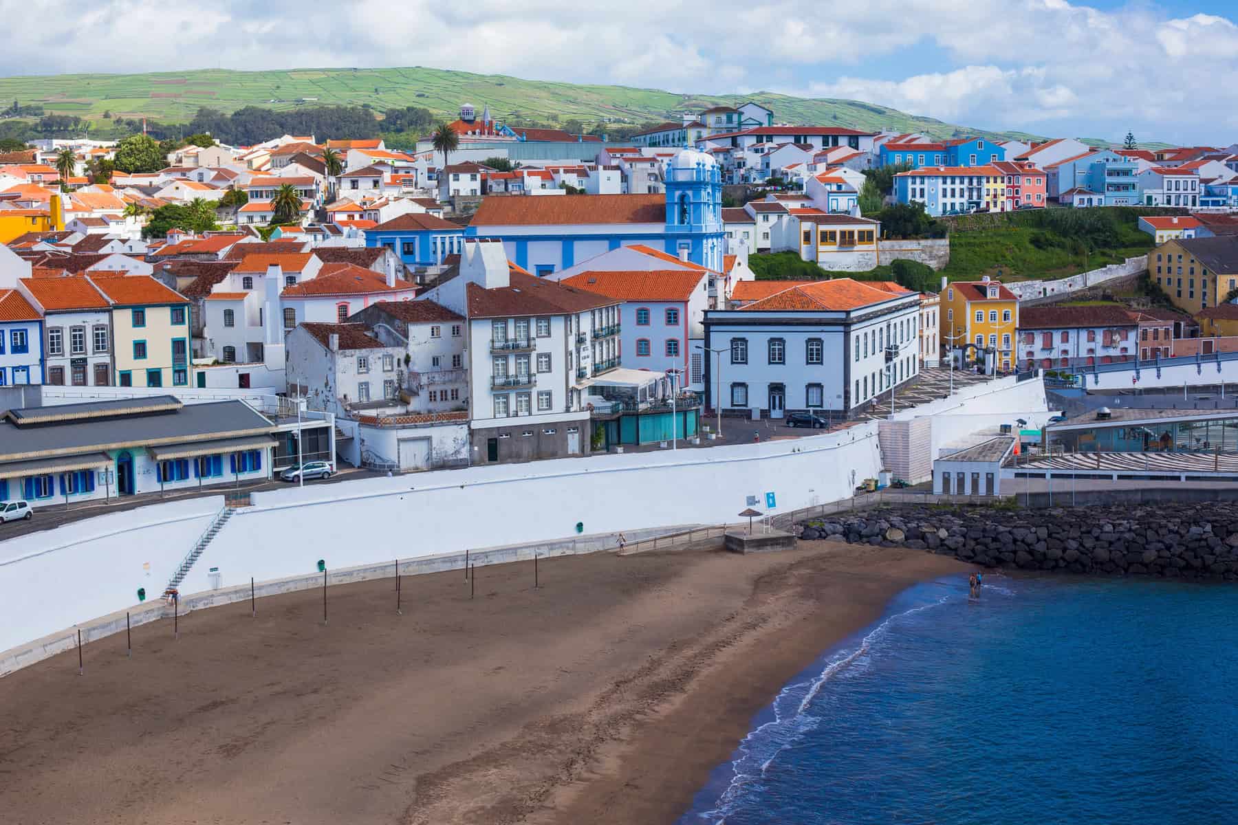 Azores-Portugal-terceira-angra-do-heroismo-beach-and-church