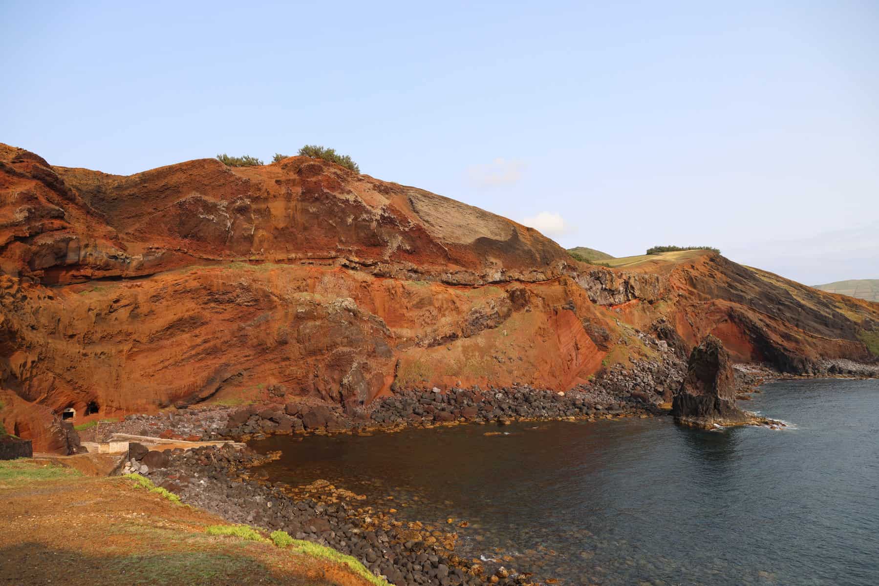 The splendid colors of the cliffs of Porto Afonso, Graciosa Island, Azores. High quality photo