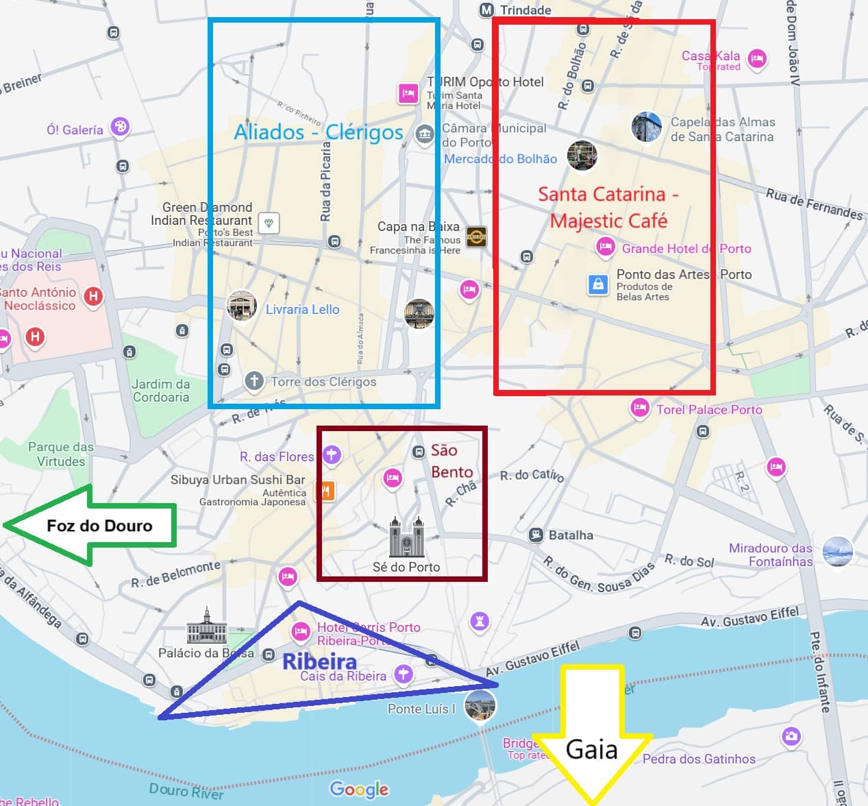 Porto-Portugal-where-to-stay-map-final
